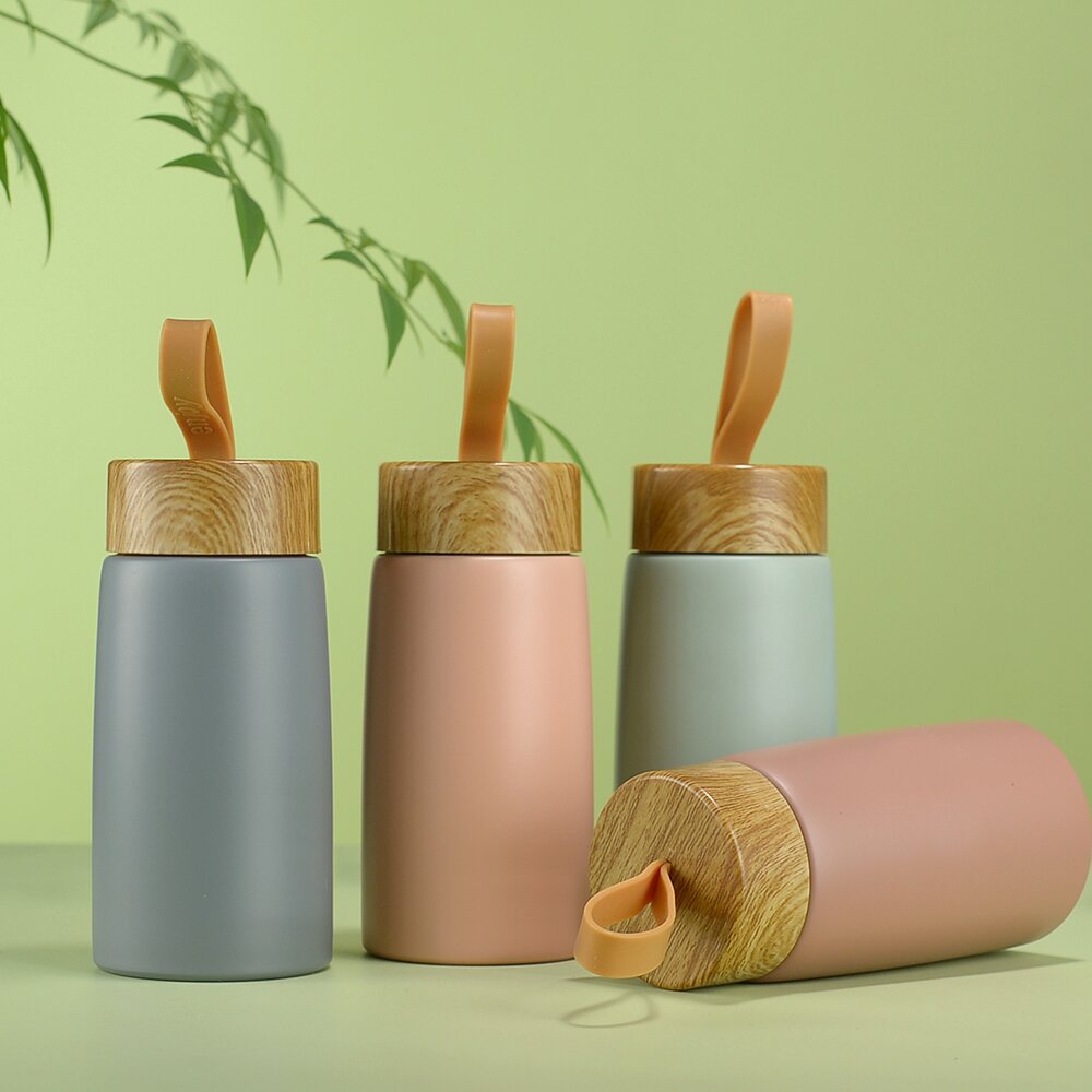 Wood Grain Lid Stainless Steel Thermos Cup