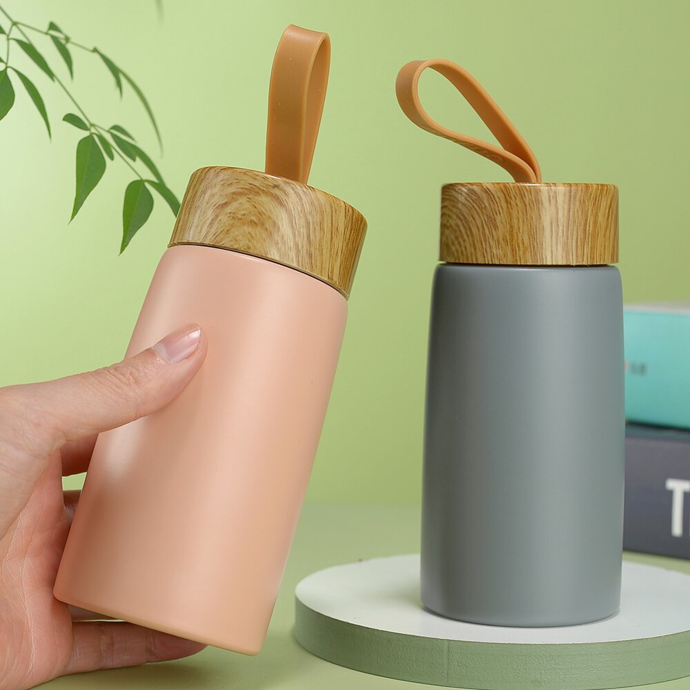 Wood Grain Lid Stainless Steel Thermos Cup