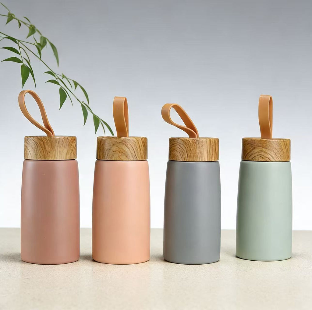 Wood Grain Lid Stainless Steel Thermos Cup