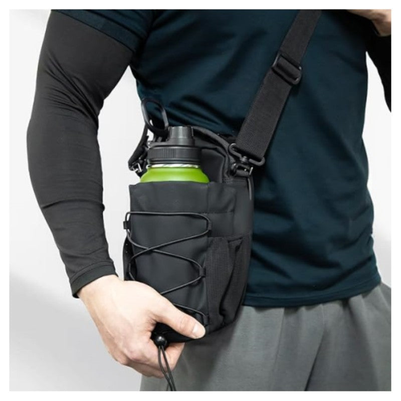 Magnetic Drawstring Water Bottle Pouch with Crossbody Strap-DOES NOT INCLUDE WATER BOTTLE
