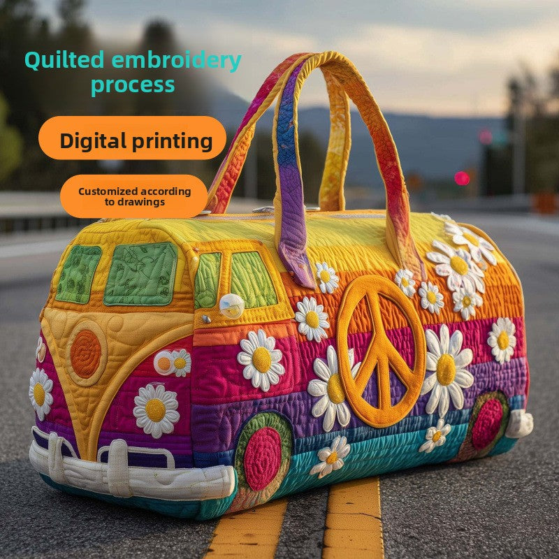 Short-distance hand-held embroidered travel bag with multi-functional fitness bag for sports activities