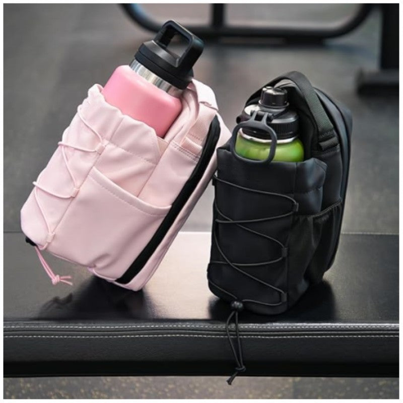 Magnetic Drawstring Water Bottle Pouch with Crossbody Strap-DOES NOT INCLUDE WATER BOTTLE
